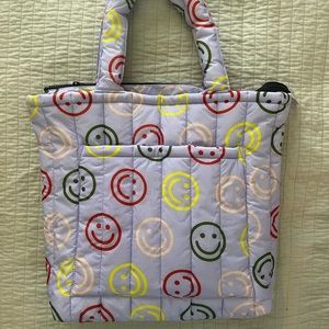 Baggu UO Happy Smiley Face Puffy Tote Bag